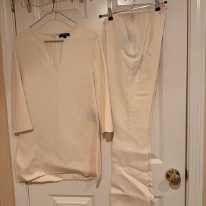 Burberry Cream Boot Cut Flare Pantsuit